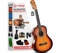 Pyle Classical Guitar 3/4 Size, Beginner Kit w/Tuner, Tobacco Sunburst | Sized For Small Hands | Easy To Learn On | Warm Rich Tone