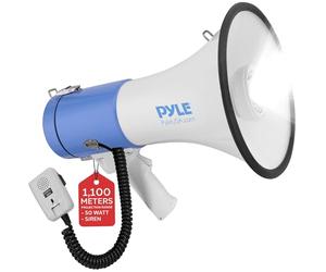 Pyle Compact Portable PA Megaphone Speaker - 50W Handheld Bullhorn with LED Flashlight, Alarm Siren, Adjustable Volume, Detachable Microphone, Battery Powered for Indoor & Outdoor Use