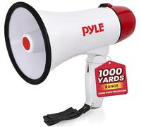 Pyle Compact & Portable With Siren Alarm Mode Adjustable Volume Control, 20 Watt, White Megaphone Speaker, White, S EU