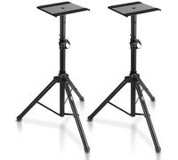 Pyle, Dual Studio Monitor, 2 Speaker Stand Mount Kit, Heavy Duty Tripod Pair, Adjustable Height Speaker Stands - 85 to 135 cm, Metal Platform Base - Easy Mobility Safety PIN for Structural Stability