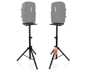 Pyle, Dual Studio Monitor, 2 Speaker Stand Mount Kit, Heavy Duty Tripod Pair, Adjustable Height Speaker Stands - 85 to 135 cm, Metal Platform Base - Easy Mobility Safety PIN for Structural Stability