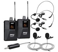Pyle Dual UHF Wireless Microphone System - Portable Professional Cordless Microphone Set Wireless Mic Kit w/Headset Mic, Lavalier Mic, Beltpack Transmitter, Receiver - Karaoke & Conference - PDWMU211