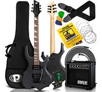 Pyle - Electric Guitar Set, Full Size Electric Guitars for Adults, Kids & Beginners w/Amplifier Kit, Complete Guitar w/Practice Amp Starter Pack & Accessories, Black Matte