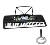 Pyle, Electric Keyboard 61 Keys-Portable Digital Musical Karaoke Piano Keyboard-10 Rhythms 16 Tones, Stereo Speakers, Rechargeable Battery-Wired Microphone-Beginners Kids (PKBRD6112), Compact