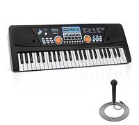 Pyle Electric Keyboard Piano with 49 Keys, Portable Digital Karaoke Piano with Stereo Speakers, Rechargeable Battery and Wired Microphone for Beginners, Kids, Adults, 8