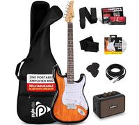 Pyle Full Size Electric Guitar Kit 100cm, 22 Fret Beginner Guitars Bundle 5W Amp, With Gig Bag, Picks, Spare Strings, Strap, and ST-Style Paulownia Body, Right Hand, Sunburst