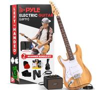 Pyle Full Size Electric Guitar Kit 97cm, 22 Fret Beginner Guitars Bundle 5W Amp, With Gig Bag, Picks, Spare Strings, Strap, and ST-Style Paulownia Body, Right Hand, Natural Left