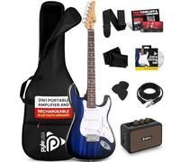 Pyle Full Size Electric Guitar Kit 97cm, 22 Fret Beginner Guitars Bundle 5W Amp, With Gig Bag, Picks, Spare Strings, Strap, and ST-Style Paulownia Body, Right Hand, Blue