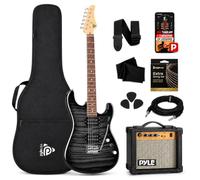 Pyle Full Size Electric Guitar Kit, Tremolo Bridge, Amp - Black Sunburst | 22 Frets | Dual Humbuckers | 3-Way Toggle Switch | Steel Strings