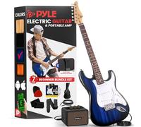 Pyle Full Size Electric Guitar Kit with 5W Amplifier, Gig Bag, Picks, Spare Strings, and Strap, ST-Style Beginner Guitar Bundle with 22 Frets, Paulownia Wood Body, Blue