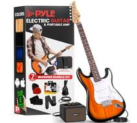 Pyle Full Size Electric Guitar Kit with 5W Amplifier, Gig Bag, Picks, Spare Strings, and Strap, ST-Style Beginner Guitar Bundle with 22 Frets, Paulownia Wood Body, Natural Burst