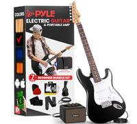 Pyle Full Size Electric Guitar Kit with 5W Amplifier, Gig Bag, Picks, Spare Strings, and Strap, ST-Style Beginner Guitar Bundle with 22 Frets, Paulownia Wood Body, Black
