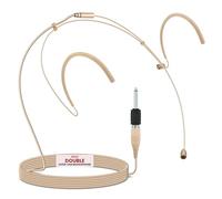 Pyle Headset Microphone - Dual Over-Ear Headset Mic with Omnidirectional Condenser, 1.2m Cable, Windscreen, Secure Fit for Presentations, Stage, Theatre & Fitness Instructors, Skin Tone