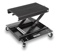 Pyle Heavy Duty Motorcycle Lift Table, Portable Scissor Jack with Dolly, 500kg Capacity, Collapsible with Caster Wheels, Anti-Skid Rubber Pad, Car Jack Kit, Bike Lift, Tyre Changing Kit for Garage