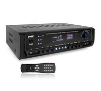 Pyle Home Audio Power Amplifier System - 300W 4 Channel Theater Power Stereo Sound Receiver Box Entertainment w/USB, RCA, AUX, Mic w/Echo, LED, Remote - for Speaker, iPhone, PA, Studio - PT390AU.5