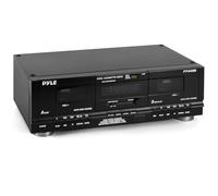 Pyle Home Digital Tuner Dual Cassette Deck | Media Player | Music Recording Device with RCA Cables | Switchable Rack Mounting Hardware | CrO2 Tape Selector | Included 3 Digit Tape Counter - 110V/220V
