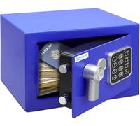 Pyle Home Safe Box Locker, Small Money Safe, Mini Fireproof Safes, Wall & Floor Steel Vault, Electronic Digital Keypad, 2 Keys, 23.1 × 17 × 17cm, Secure for Cash, Guns, Jewelry & More - Blue