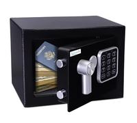 Pyle Home Safe Box Locker, Small Money Safe, Mini Fireproof Safes, Wall & Floor Steel Vault, Electronic Digital Keypad, 2 Keys, 23.1 × 17 × 17cm, Secure for Cash, Guns, Jewelry & More - Black