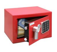 Pyle Home Safe Box Locker, Small Money Safe, Mini Fireproof Safes, Wall & Floor Steel Vault, Electronic Digital Keypad, 2 Keys, 23.1 × 17 × 17cm, Secure for Cash, Guns, Jewelry & More - Red