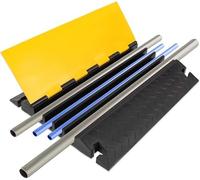 Pyle Hose & Cable Protection Ramp - Extra Heavy Duty Four Channel Extra Large Opening For Water Hose Car Truck Pedestrian Ramp Supports 55000 Lbs, Flip-Open Cover, 31.5” x 23.2” x 3.14”