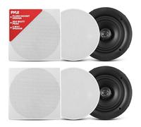 Pyle In-Wall/in-Ceiling Speaker, 17 cm Dual Stereo Speakers, 200 Watt, 2-Way Full Range, Flush Mount Design, Changeable Round & Square Grills, White (Pair)