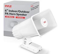Pyle Indoor Outdoor PA Horn Speaker, 15.24cm 8 Ohm 50W Peak Wall Mount Loudspeaker with Bracket, Public Address System, Emergency Audio, PA Speaker for School Warehouse Alarm Use, White