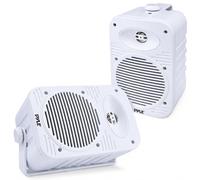 Pyle Indoor Outdoor Speaker Pair, 300W Dual Waterproof 13cm 2-Way Full Range Sound System with 1cm High Compliance Polymer Tweeter, Wall Mounted Portable Audio System, White