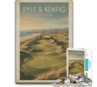 Pyle & Kenfig Golf Club Vintage Poster Jigsaw Puzzle for Adults, 500 Pieces | Piece-by-piece progress - a simple way to organise the image alone or together.