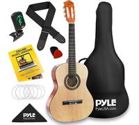 Pyle Kids Guitar, 1/2 Size Guitar, Classical Guitar, Childrens Guitar- 34"/86.3cm, Spanish Guitar Kit, w/Accessories, Right-Handed, Black, 2 Month Free Courses