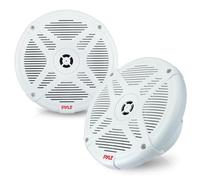 Pyle Marine Speaker, 6.5 inch, 2-Way IP-X4, Waterproof and Weather Resistant, Dual Stereo Sound System with 600 Watt Power and Low Profile Design, No Bluetooth, White