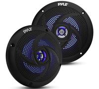 Pyle Marine Speakers - 6.5 Inch 2 Way Waterproof and Weather Resistant Outdoor Audio Stereo Sound System with LED Lights, 240 Watt Power and Low Profile Slim Style - 1 Pair - PLMRS63WL (White)