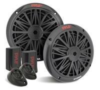 Pyle Marine Speakers 6.5 Inch Component Pair - 200W 2 Way Water Resistant Audio with Tweeter and Crossover for Boat Caravan Campervan Car Outdoor Use 4 Ohm IP44 Stereo Sound