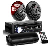 Pyle Marine Stereo Radio Receiver Speaker Kit - 200W Wireless Receiver and 150W Waterproof 6.5” Speakers, Hands-Free Talking, CD/MP3/USB/SD Player, AM/FM Radio, for Boat & Off-Road Vehicles