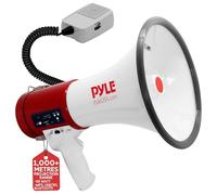 Pyle PMP57LIA Megaphone with Siren Bullhorn 50 Watt - Bullhorn Speaker with Detachable Microphone, Portable Lightweight Strap & 3.5mm Aux Input - Professional Outdoor Voice for Police & Cheerleading (PMP57LIA)