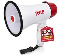 Pyle Megaphone Speaker PA Bullhorn - 20 Watts & Adjustable Vol Control w/Built-in Siren & 800 Yard Range for Football, Baseball, Hockey, Cheerleading Fans & Coaches or for Safety Drills - PMP20