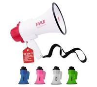 Pyle Megaphone Speaker PA Bullhorn - with Built-in Siren 30 Watt Voice Recorder & 800 Yard Range - Ideal for Football, Soccer, Cheerleading Fans & Coaches - PMP35R,White,6.2x10.6x6.3