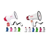 Pyle Megaphone Speaker PA Bullhorn - with Built-in Siren 30 Watt Voice Recorder & 800 Yard Range - Ideal for Football, Soccer, Cheerleading Fans & Coaches - PMP35R,White,6.2x10.6x6.3