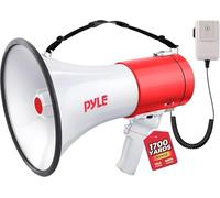 Pyle Megaphone Speaker PA Bullhorn - with Built-in Siren 50 Watts Adjustable Volume Control & Record Function - Ideal for Football, Baseball, Cheerleading Fans, Coaches or for Safety Drills