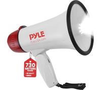 Pyle Megaphone Speaker with Siren, 30W Loud Portable Bullhorn PA System with Adjustable Volume, LED Lights and Built in Siren, Ideal for Sports, Cheerleading, Coaches, Safety Drills and More