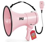 Pyle Megaphone Speaker with Siren, Bullhorn 50W w/Loud Speaker, For Music, Whistle and Record Cheer Megaphones, For Soccer Coach and Football Game Day Essentials