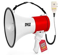 Pyle Megaphone with Siren and Microphone, 50W Speaker, Aux Input, Portable, Ideal for Fire and Outdoor Use, Ergonomic and Sturdy, MP3 Playback