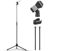 Pyle Tripod Microphone Stand, Height Adjustable Mic Stand for Floor, Sturdy and Durable Build, Non-Slip Rubber Feet, With 5/8" Screw Adapter, Cable Clip, Compact Folding Design, 39.37" -