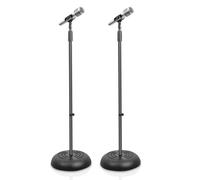 Pyle Microphone Stand Pair, Adjustable Boom Mic Stand with Compact Base, Heavy Duty Lightweight Floor Standing Mic Holder, Universal Adapter for Studio Recording and Stage Use