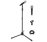 Pyle Microphone with Stand Kit - Dynamic Wired Mic with 5m Cable, Floo