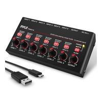 PYLE Mini Audio Mixer - 6 Channel Bluetooth USB Sound Console for Microphone, Music & Karaoke, Compact Design, High Relevance for Podcasting & Home Studio, Plug & Play Setup