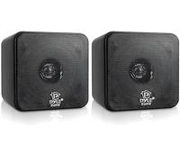 Pyle Mini Cube Bookshelf Speakers 10cm, 200W Compact Stereo Speakers for Home Audio, Desktop, and TV, Clear Full-Range Sound, Pair (Black)