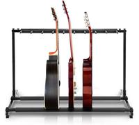 Pyle Guitar Stand - 9-Space Foldable Guitar Stand, Guitar Stand Portable, Multi Guitar Holder, Collapsible Instrument Floor Guitar Rack Holder, For Acoustic, Electric, Bass Guitar