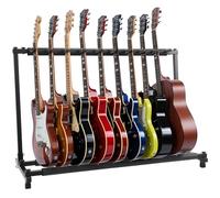 Pyle Guitar Stand - 9-Space Foldable Guitar Stand, Guitar Stand Portable, Multi Guitar Holder, Collapsible Instrument Floor Guitar Rack Holder, For Acoustic, Electric, Bass Guitar