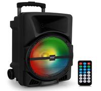 Pyle Music Box Bluetooth Large, 800 W Party Speaker with DJ Lights, Telescopic Handle & Wheels, FM, USB, SD, AUX, EQ, Deep Bass, Boombox Sound, for Party, Outdoor, DJ, Wedding