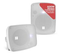 Pyle Outdoor Bluetooth Speakers Pair - 13.3 cm (5.25") Weatherproof Wireless Wall/Ceiling Mounted Speakers, 600W Waterproof, Heavy-Duty Grill, Garden Patio Use, Indoor/Outdoor Sound System - White